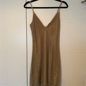 Ramy Brook Gold Mesh Mini Dress